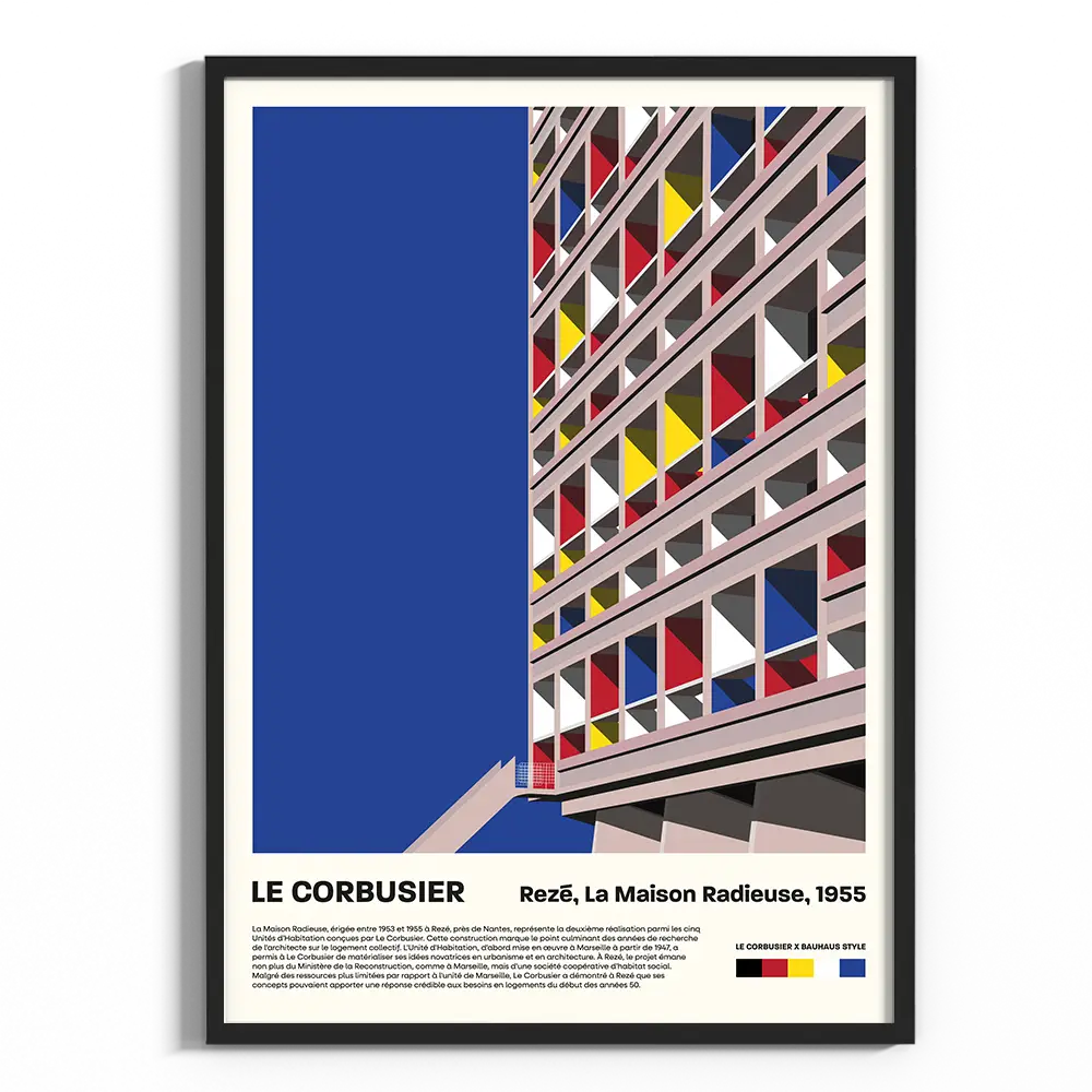 affiche le corbusier - la maison radieuse, rezé - illustration
