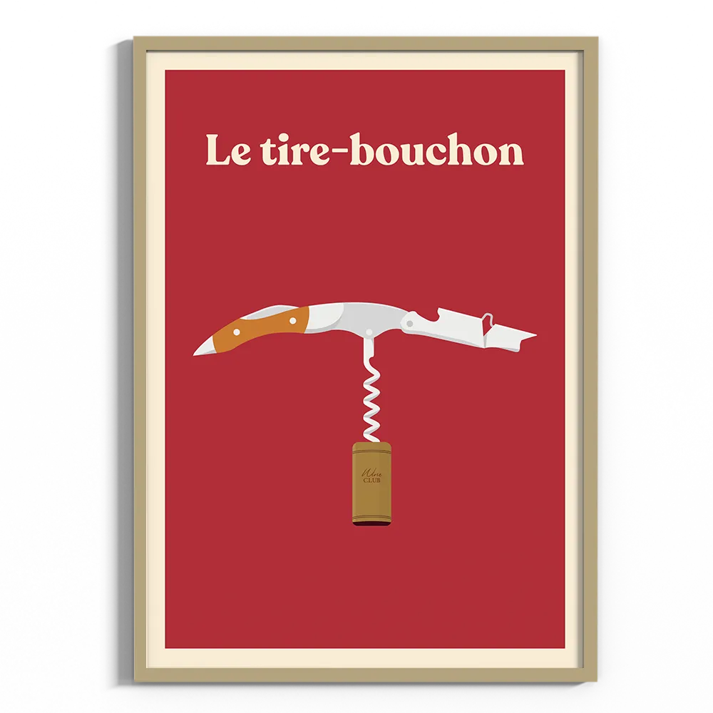 Affiche tire-bouchon vin