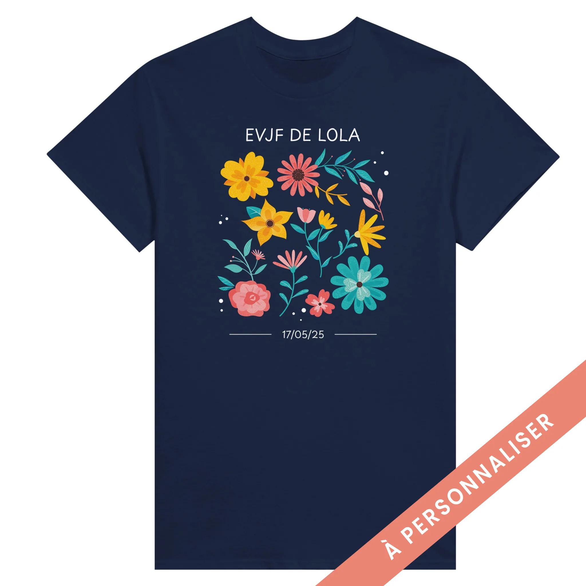 t-shirt EVJF fleurs à personnaliser